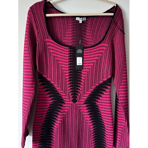NWT Fashion Nova Pink and Black Women's Sweater Midi Dress - Picture 2 of 3